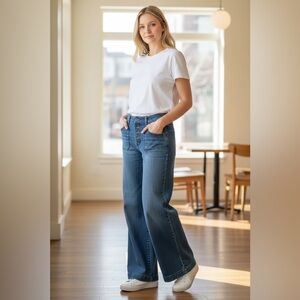 Billy Reid Wide-Leg Button-Fly Jeans • Size 26